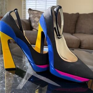 Jeffrey Campbell Black, Blue, Pink, and Yellow Heels
